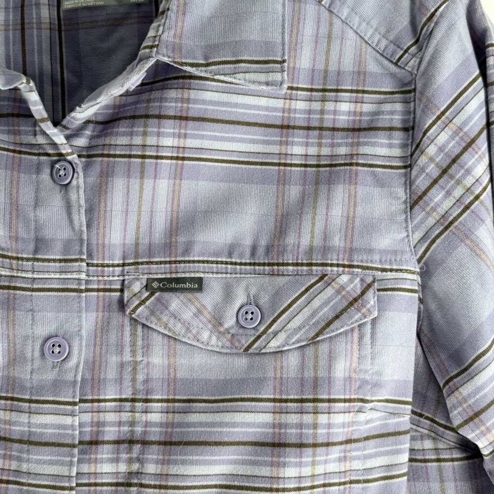 Columbia Women's Plaid Long Sleeve Button-Up Shirt M Purple - Picture 3 of 5